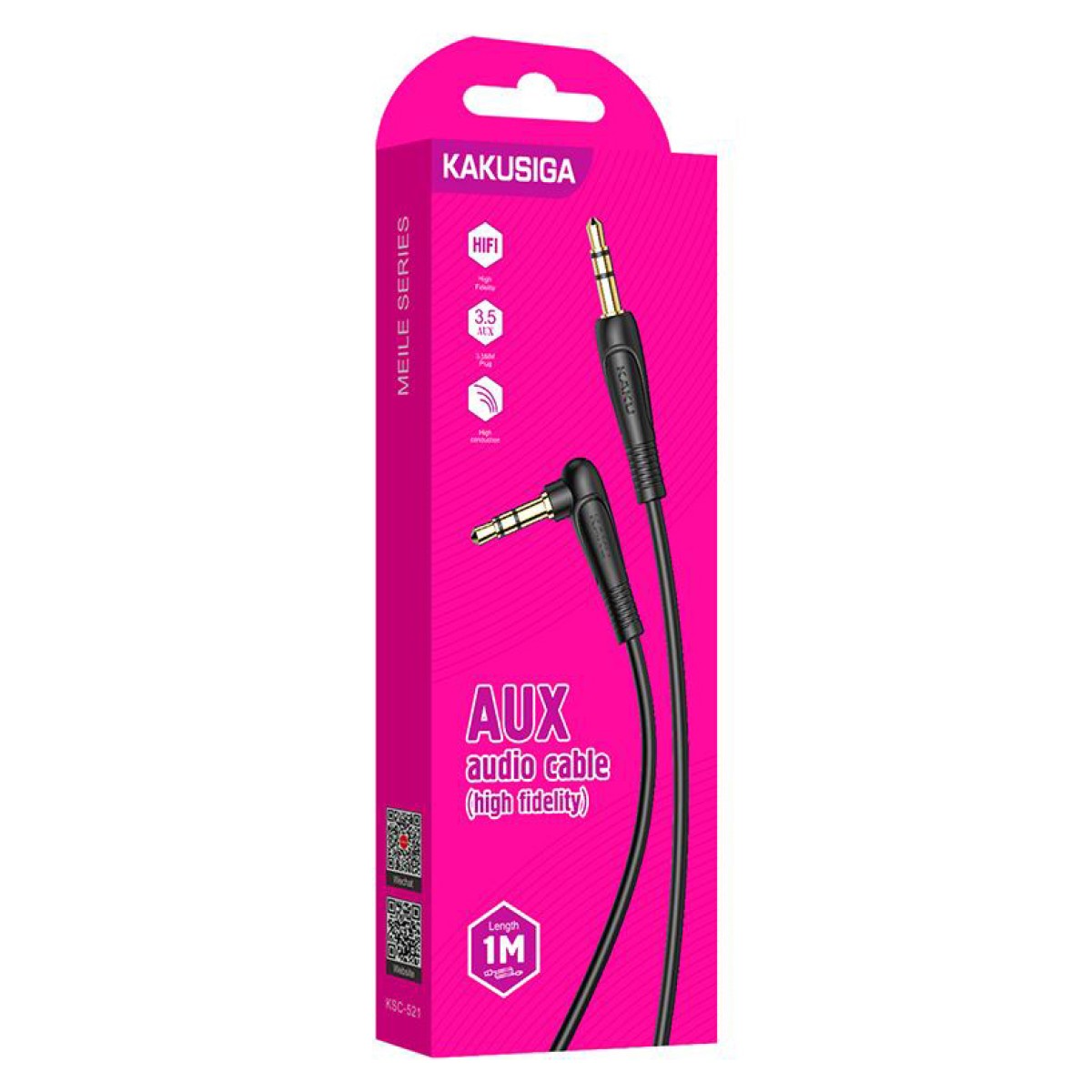 KAKUSIGA καλώδιο ήχου 3.5mm KSC-521, AUX, 90°, HiFi 1m, μαύρο