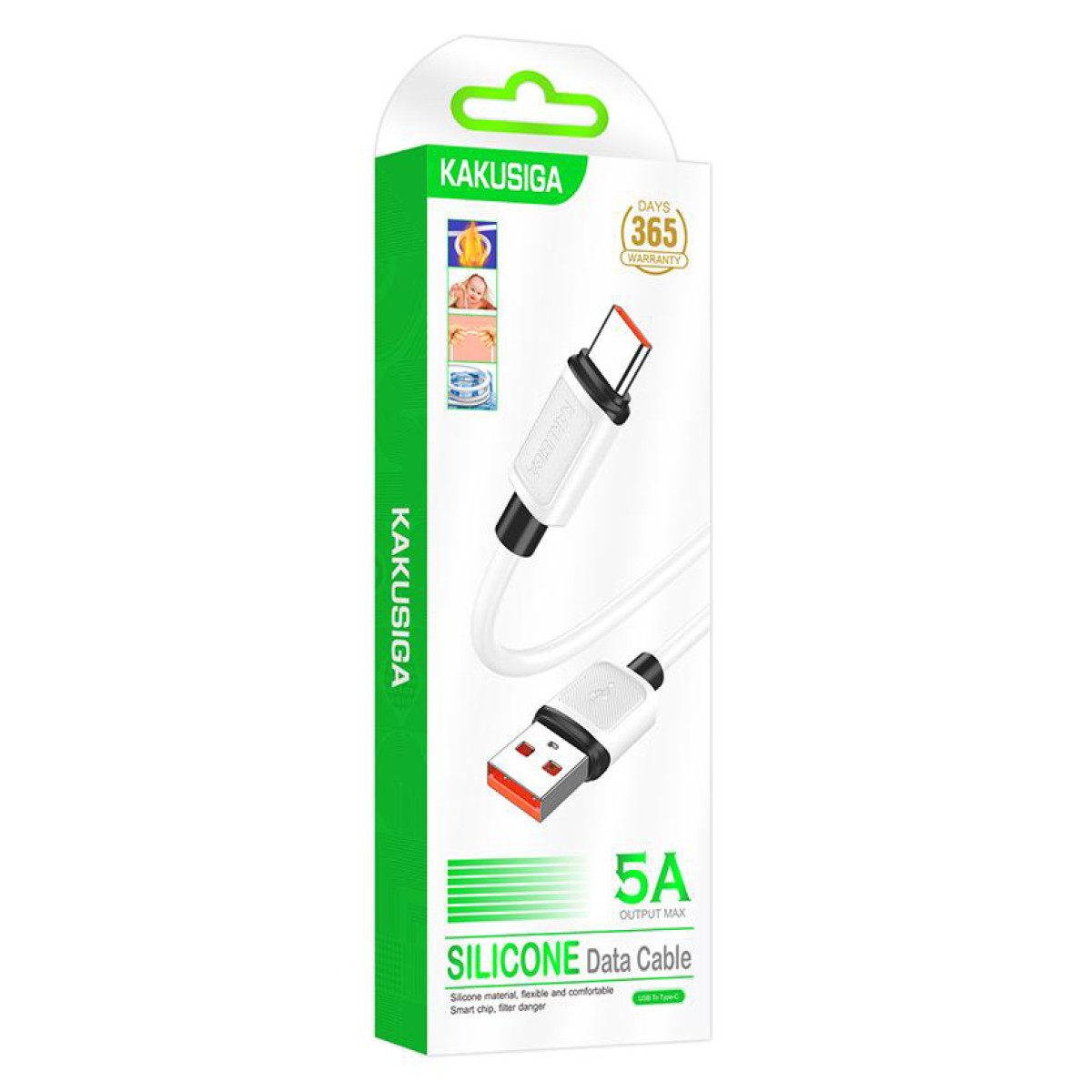 KAKUSIGA καλώδιο USB-C σε USB KSC-998, σιλικόνης, 5A, 480Mbps, 1m, λευκό