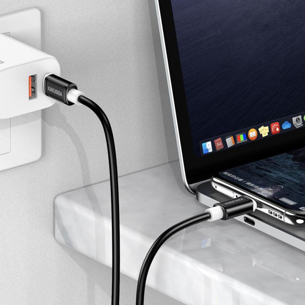 KAKUSIGA καλώδιο USB-C σε USB-C KSC-998, σιλικόνης, 100W, 480Mbps, 1m, μαύρο