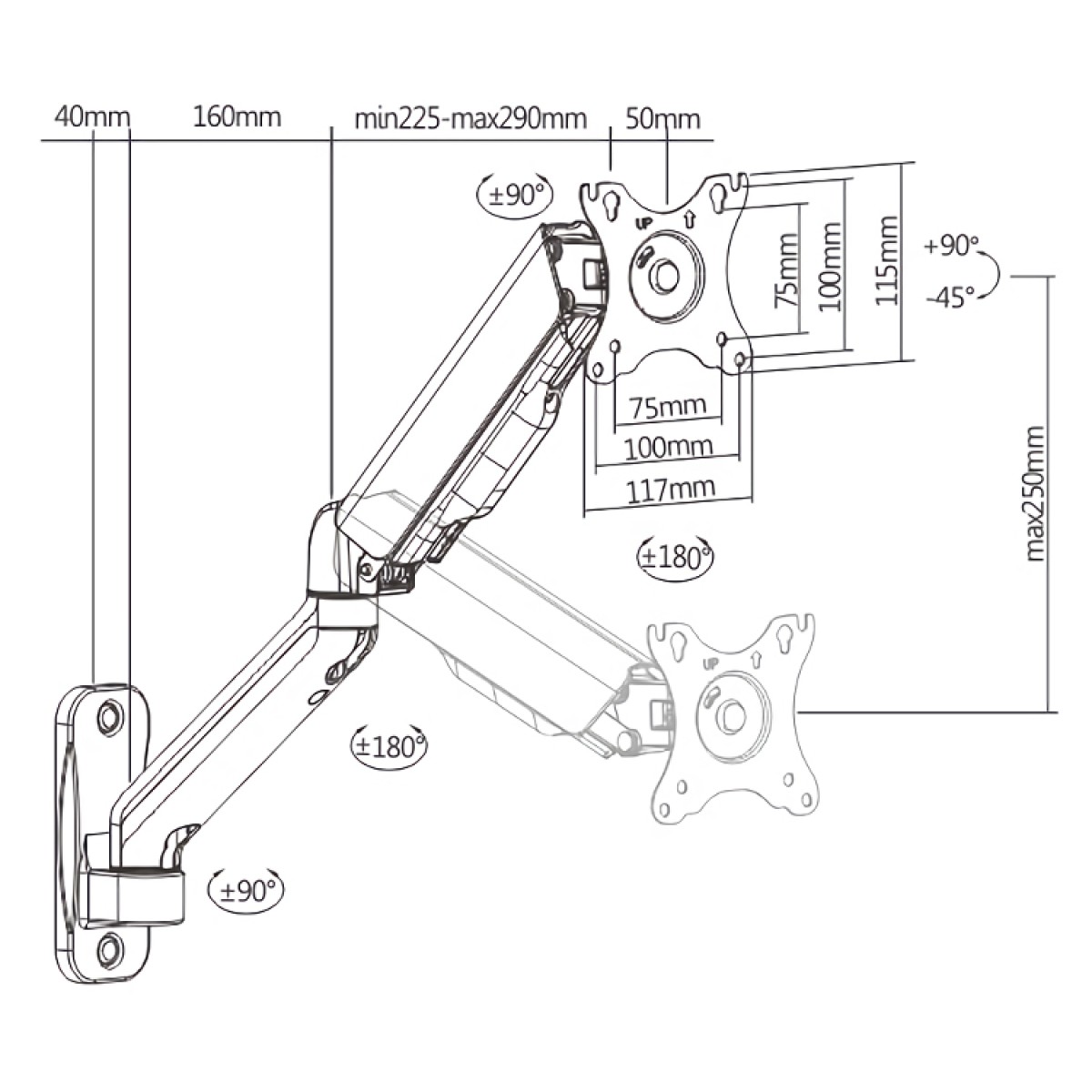 BRATECK επιτοίχια βάση LDA32-112, για οθόνη 17"-32", 9kg