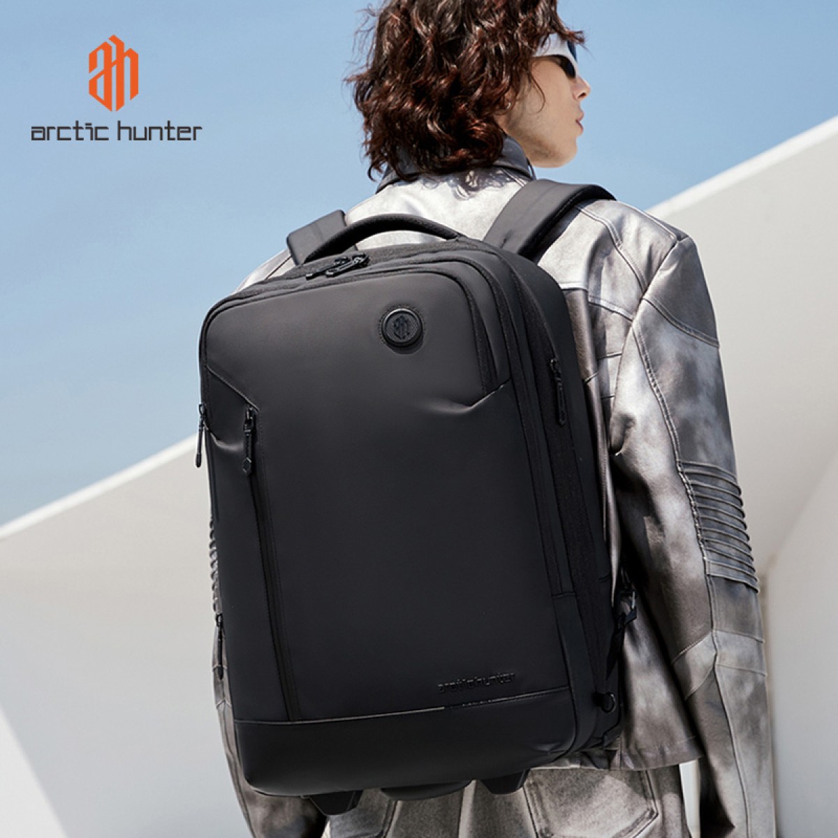 ARCTIC HUNTER τσάντα ταξιδίου LG00861 με θήκη laptop 15.6", τροχήλατη, 42L/54L, μαύρη