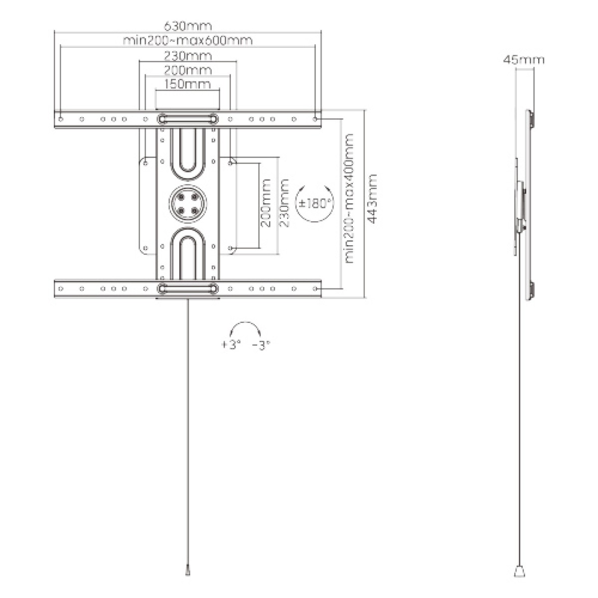 BRATECK επιτοίχια βάση τηλεόρασης LP69-46F , 37-80", έως 50kg