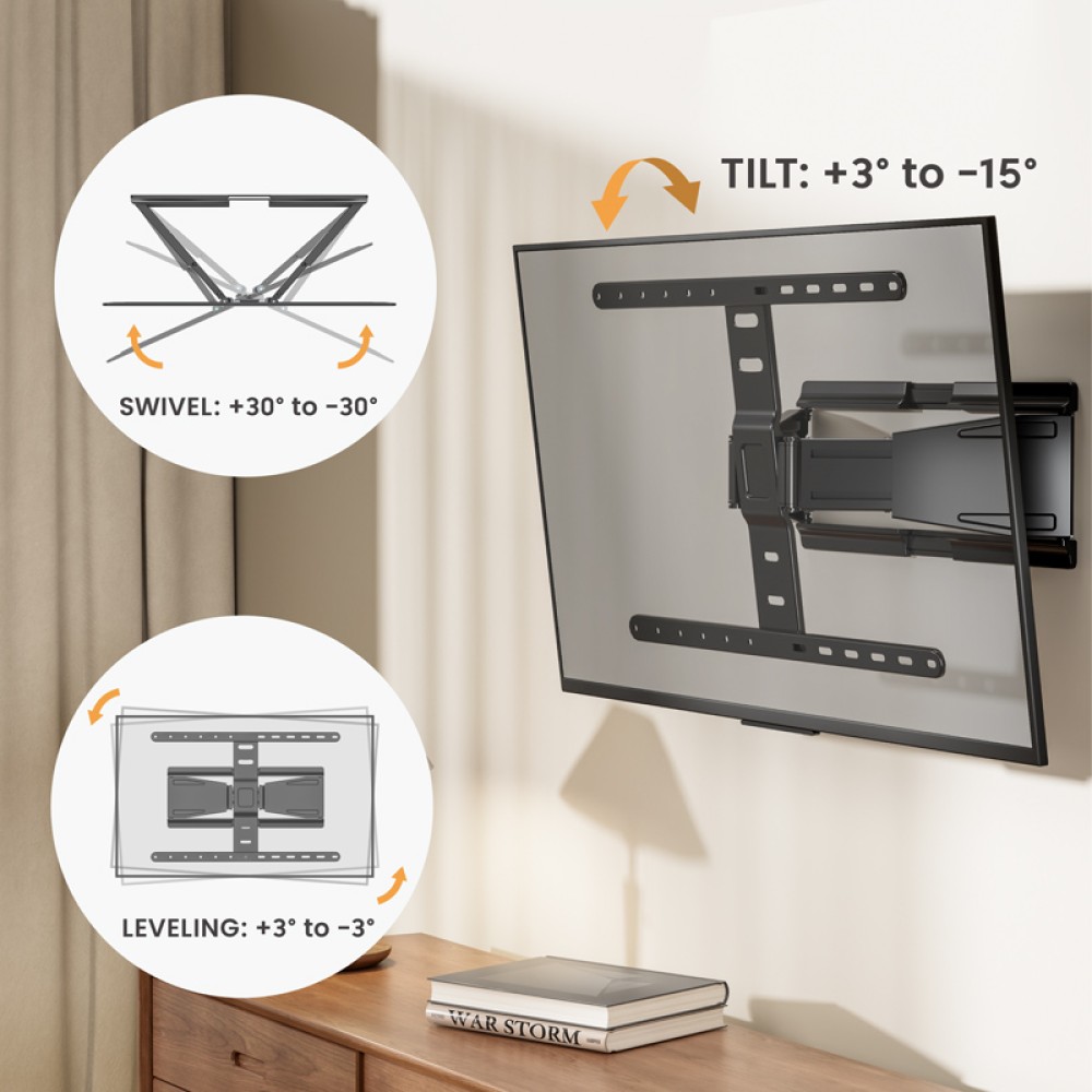 BRATECK επιτοίχια βάση τηλεόρασης LPA79-464, 43-90", έως 50kg, full motion
