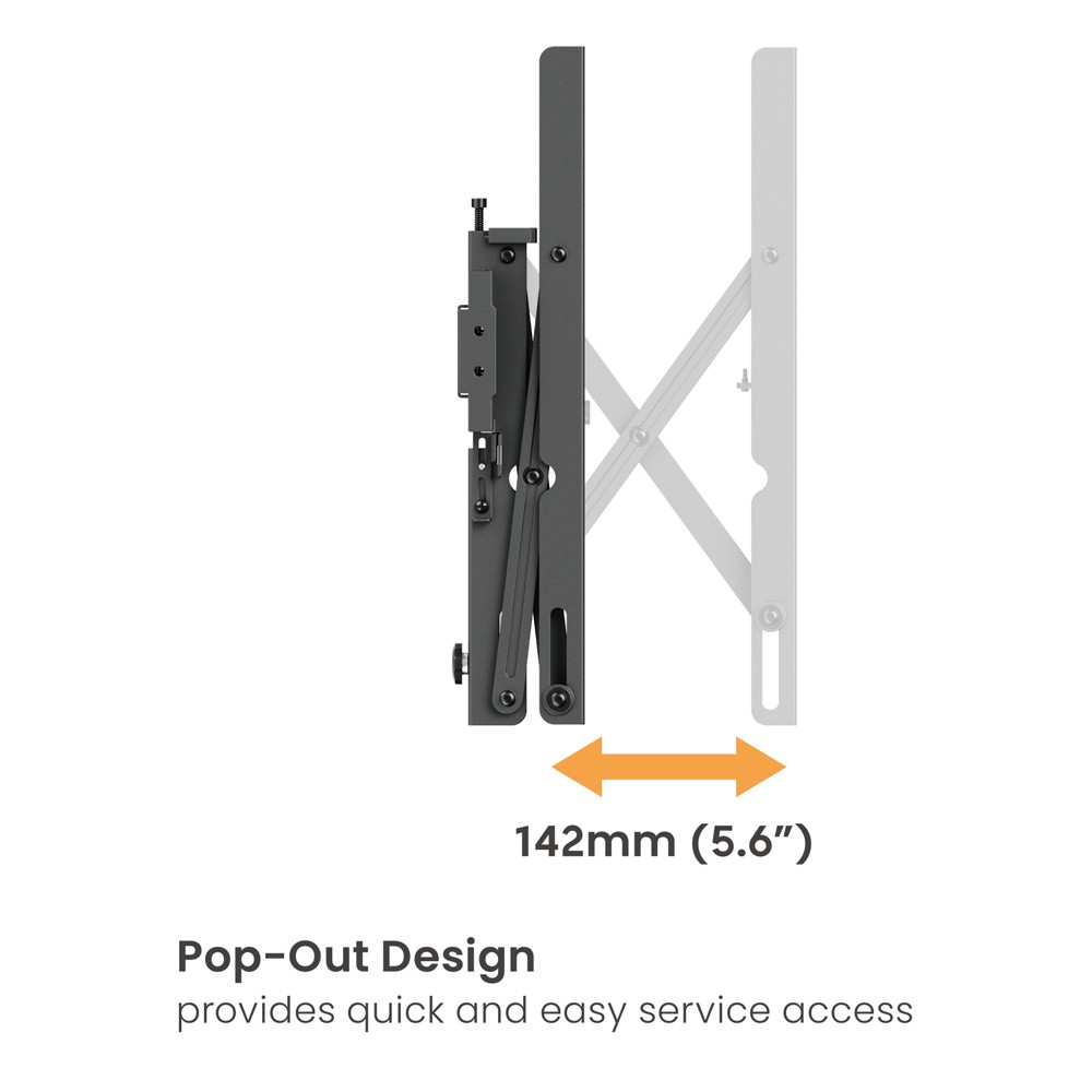 BRATECK επιτοίχια βάση τηλεόρασης LVW02E-48T, 37-70", έως 70kg, Pop-Out