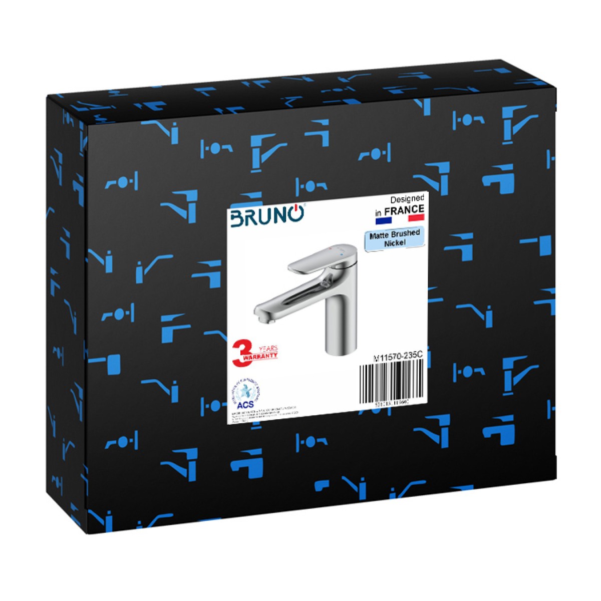 BRUNO μπαταρία νιπτήρα M11570-235C, αναμεικτική, ασημί