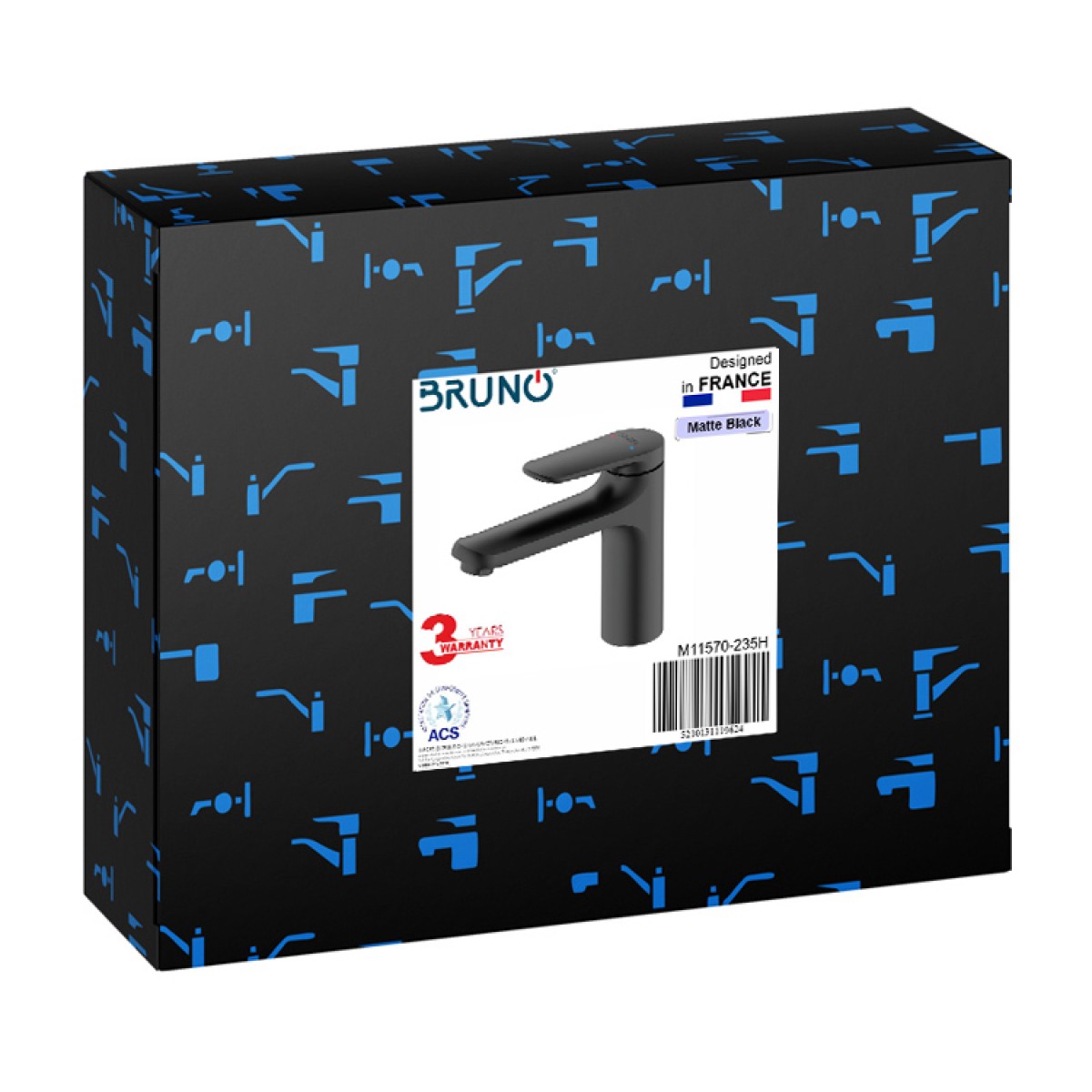 BRUNO μπαταρία νιπτήρα M11570-235H, αναμεικτική, μαύρη