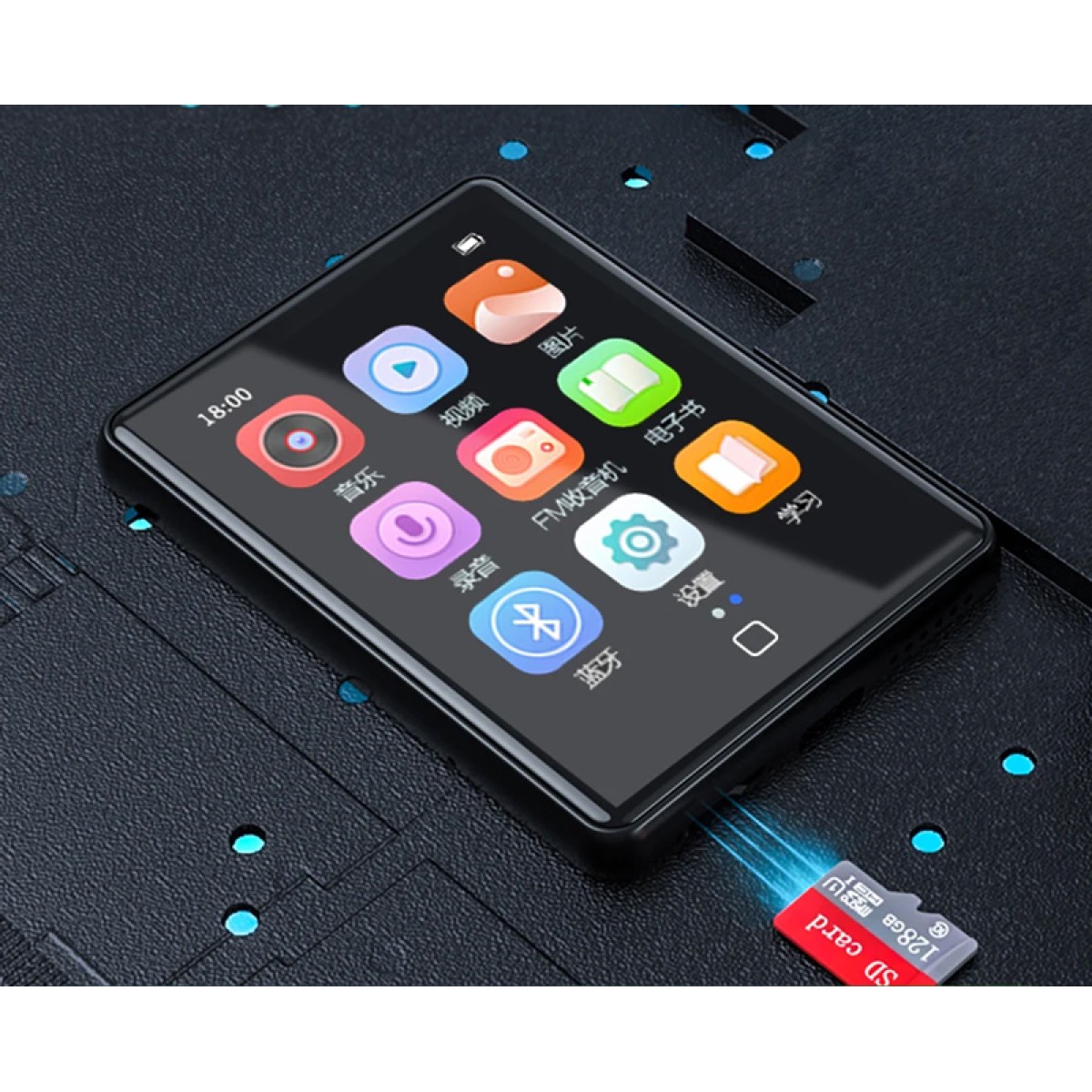 RUIZU MP3 player M20 με οθόνη αφής 2.8", 16GB, Bluetooth, ελληνικό μενού, μαύρο