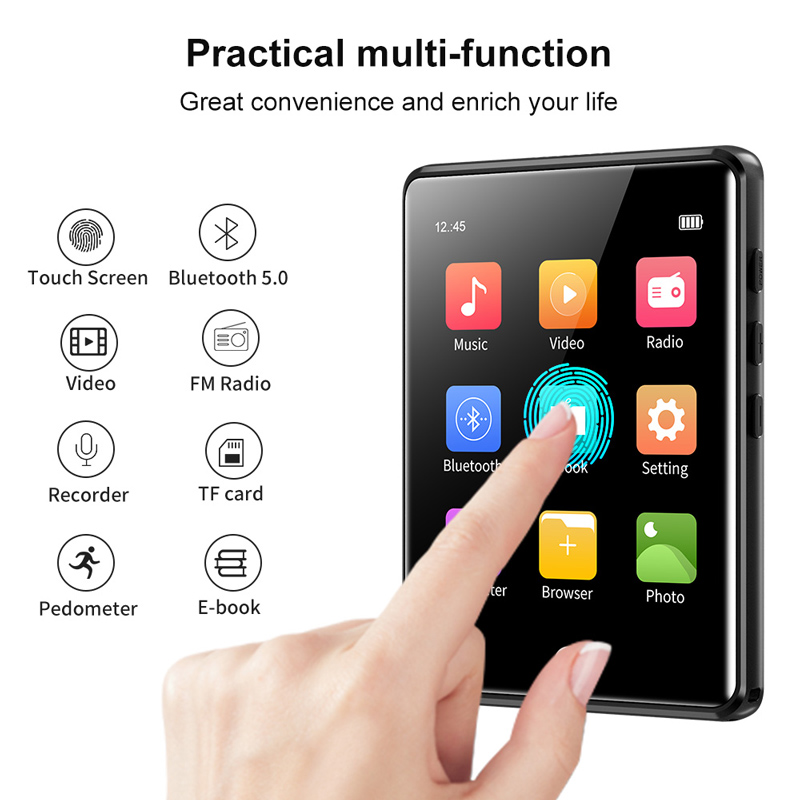 RUIZU MP3 player M6 με οθόνη αφής 2.8", 8GB, Bluetooth, ελληνικό μενού, μαύρο