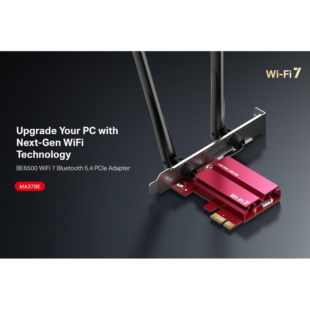 MERCUSYS κάρτα δικτύου WiFi 7 & Bluetooth MA37BE, 6500Mbps BE6500, PCIe, V1.0