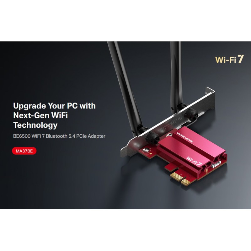 MERCUSYS κάρτα δικτύου WiFi 7 & Bluetooth MA37BE, 6500Mbps BE6500, PCIe, V1.0