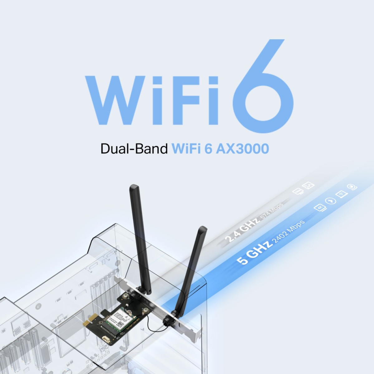 MERCUSYS κάρτα δικτύου WiFi 6 & Bluetooth MA80XE, 3000Mbps AX3000, PCIe, V2.0