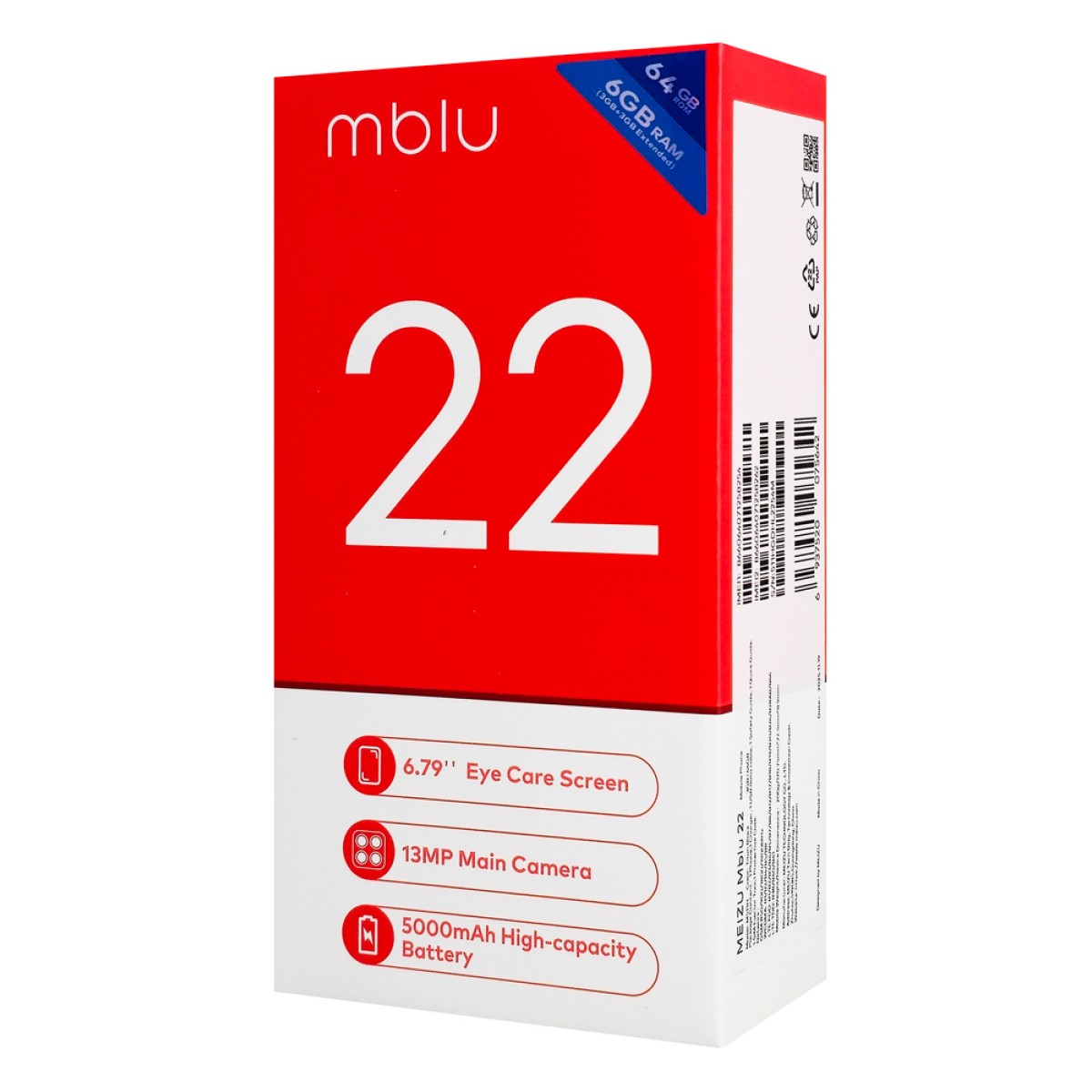 MEIZU smartphone Mblu 22, 6.79", 3/64GB, 5000mAh, λευκό