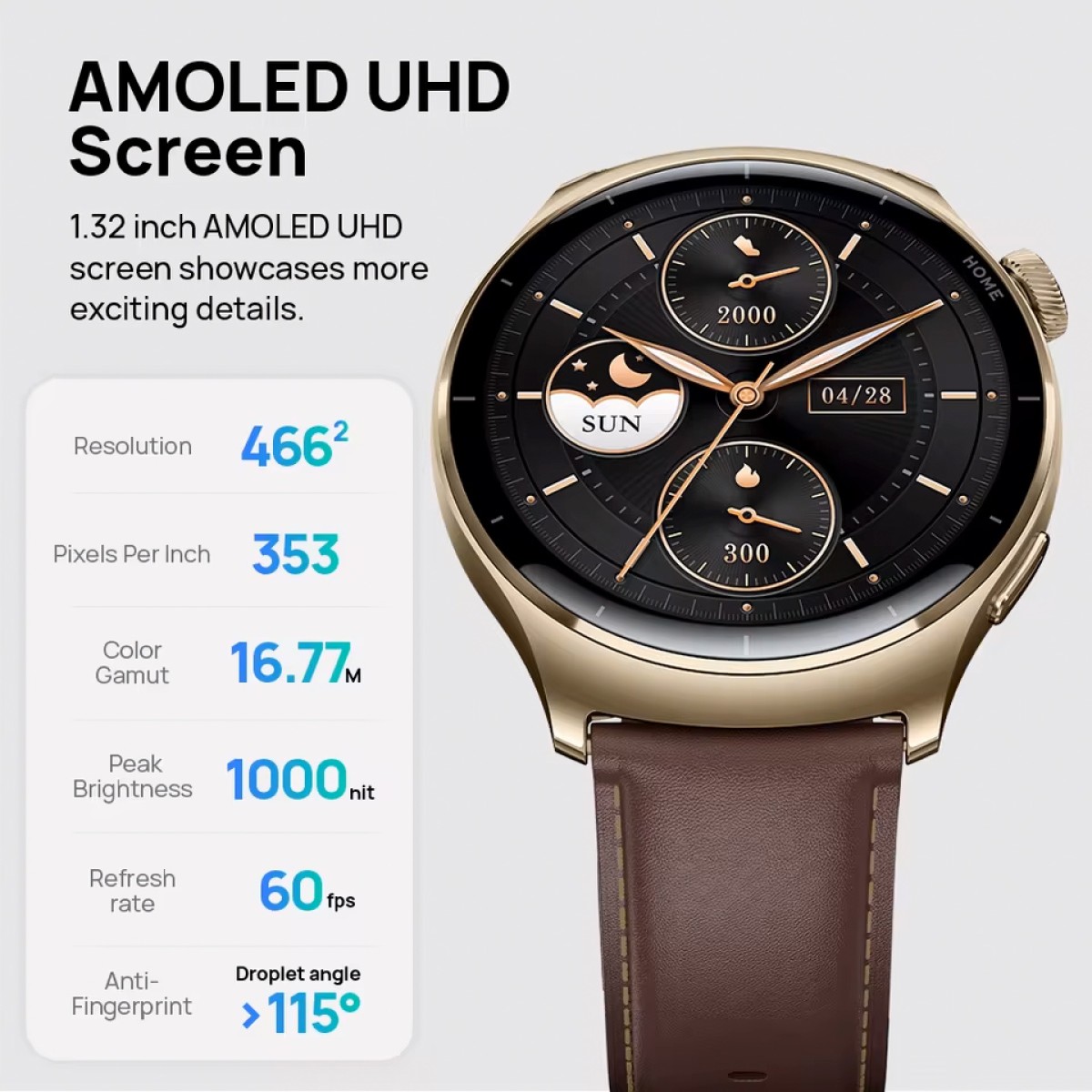 MIBRO smartwatch Lite 3 Pro με 2x λουράκια, heart rate, 1.32" AMOLED, GPS, 5 ATM, γκρι/καφέ