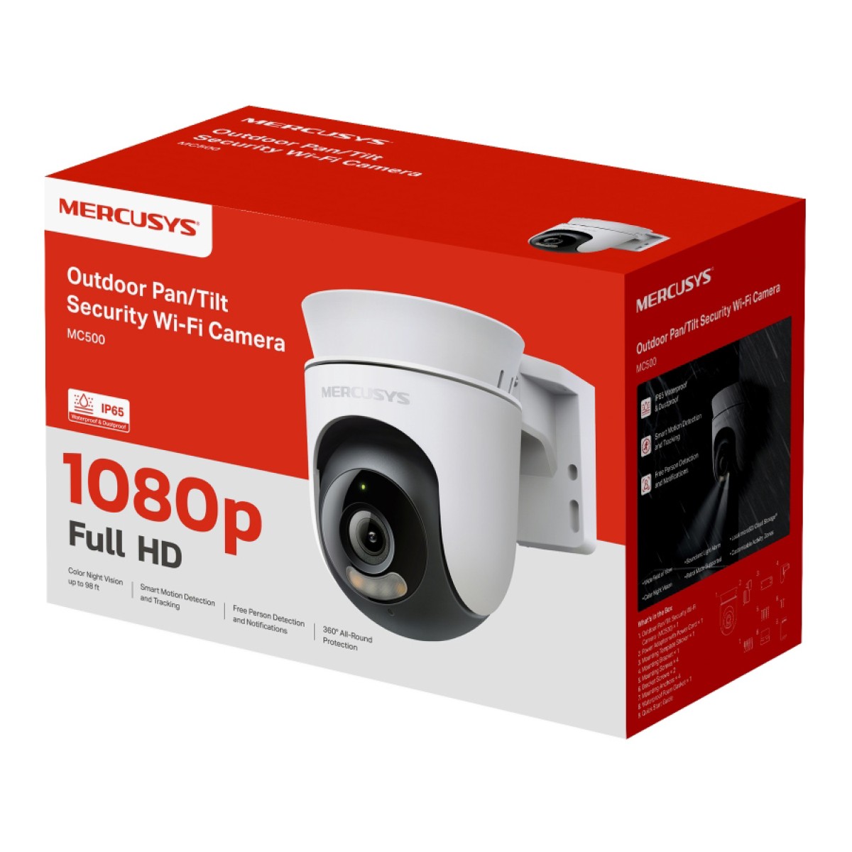 MERCUSYS smart κάμερα MC500, 1080p, WiFi, PTZ, SD, IP65, EU/1.0