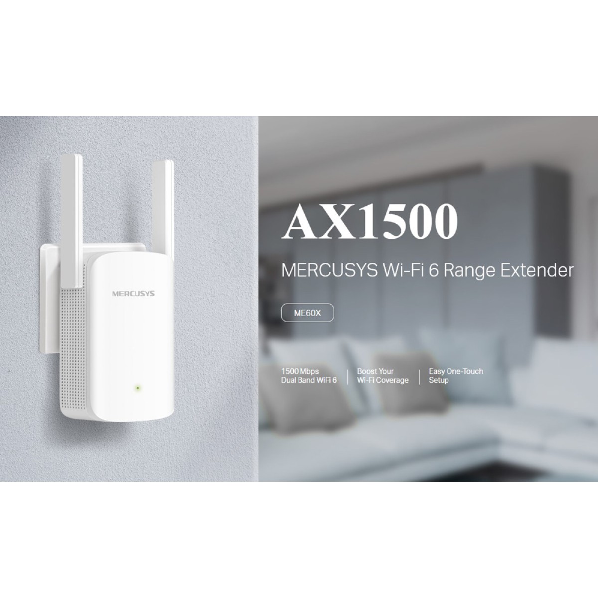 MERCUSYS range extender ME60X, WiFi 6, 1500Mbps AX1500, Ver. 1.0