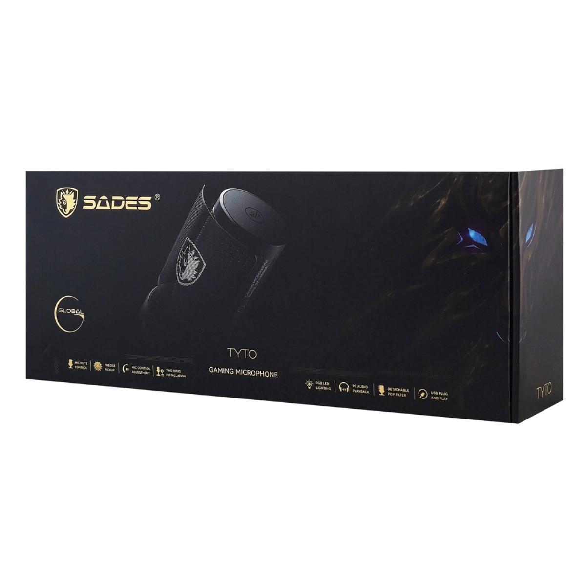 SADES gaming μικρόφωνο TYTO με βάση γραφείου & επιτραπέζια, pop φίλτρο, καρδιοειδές, USB, μαύρο