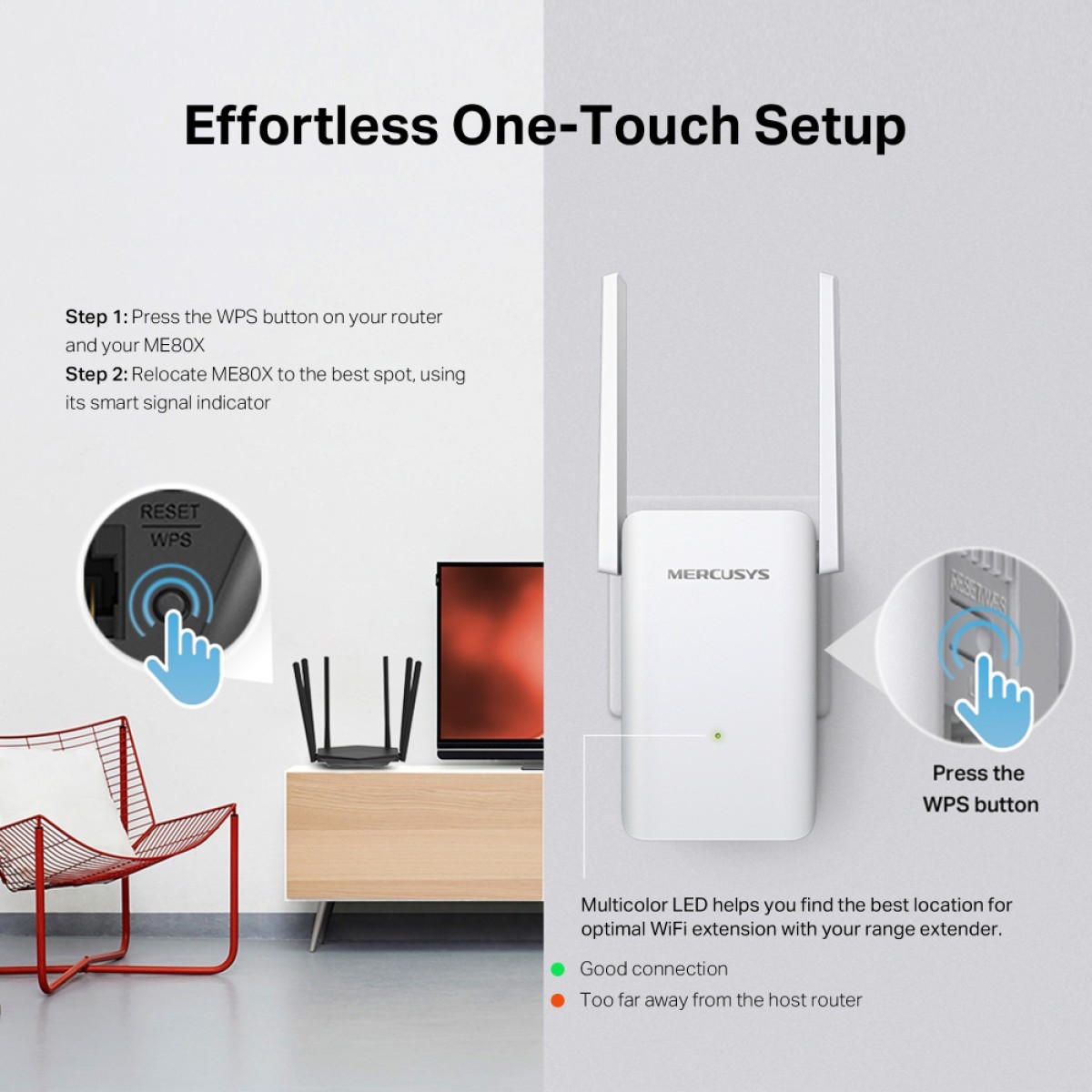 MERCUSYS range extender ME80X, WiFi 6, 3000Mbps AX3000, V1.0