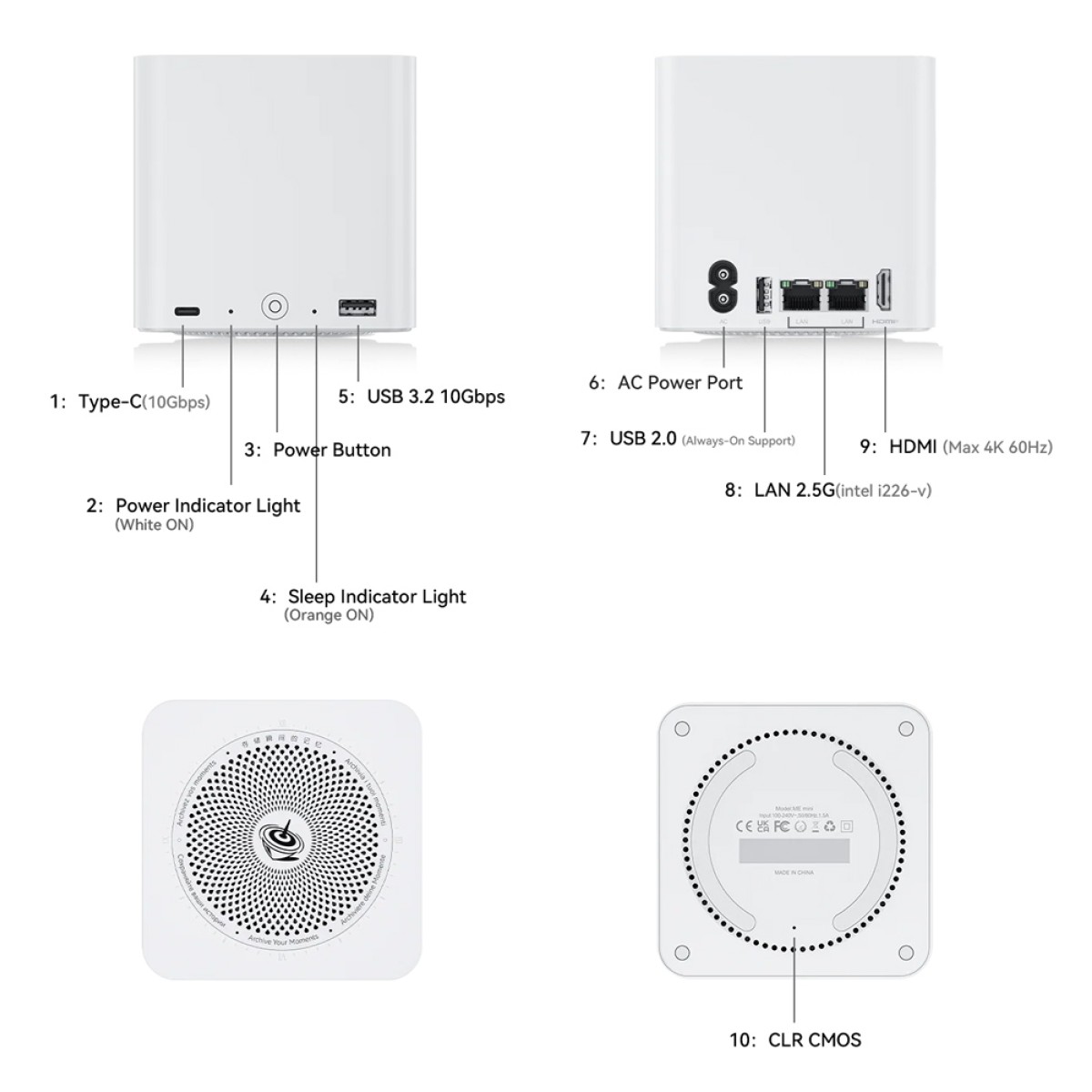 BEELINK mini PC/NAS ME Mini με 6x θέσεις M.2, Intel N95, 12GB, 1TB M.2, Windows 11 Home