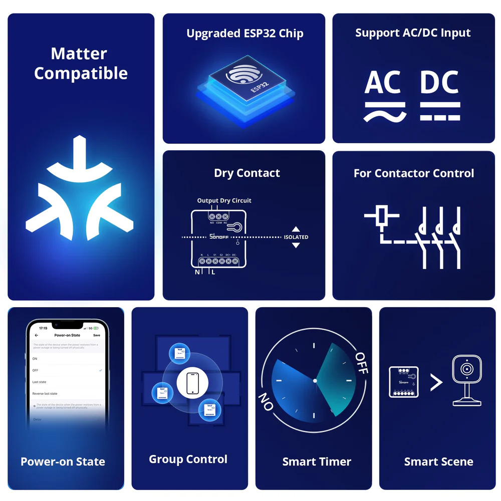 SONOFF smart διακόπτης MINI-D, WiFi, συμβατός με Matter, λευκός