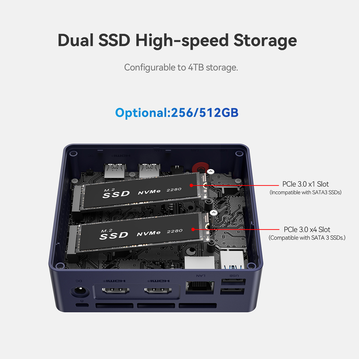 BEELINK mini PC Mini S13, Intel N150, 12GB, 512GB M.2, Windows 11 Pro