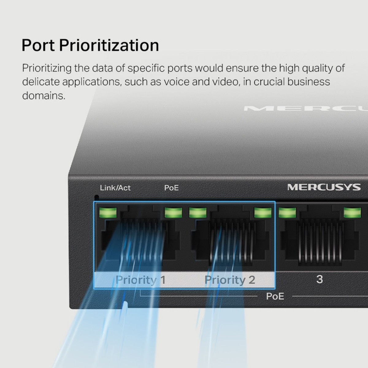 MERCUSYS Desktop Switch MS105GP, 5x 10/100/1000 Mbps, PoE+, V.3.0