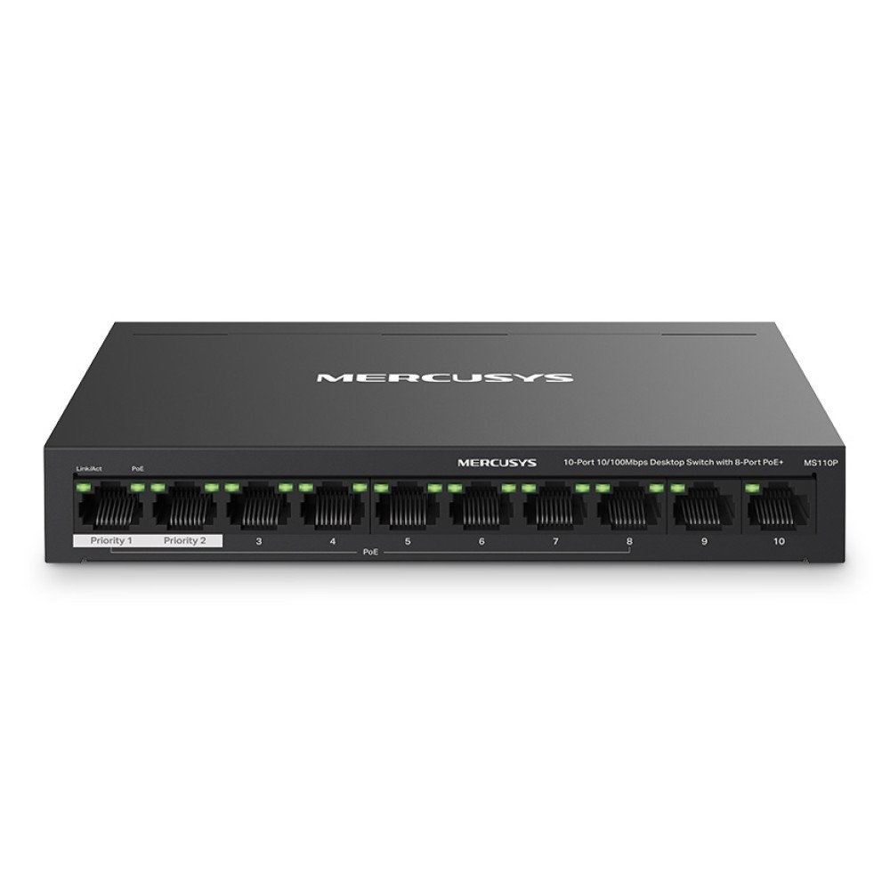 MERCUSYS desktop switch MS110P, 10x 10/100Mbps θύρες, PoE+, V1.0