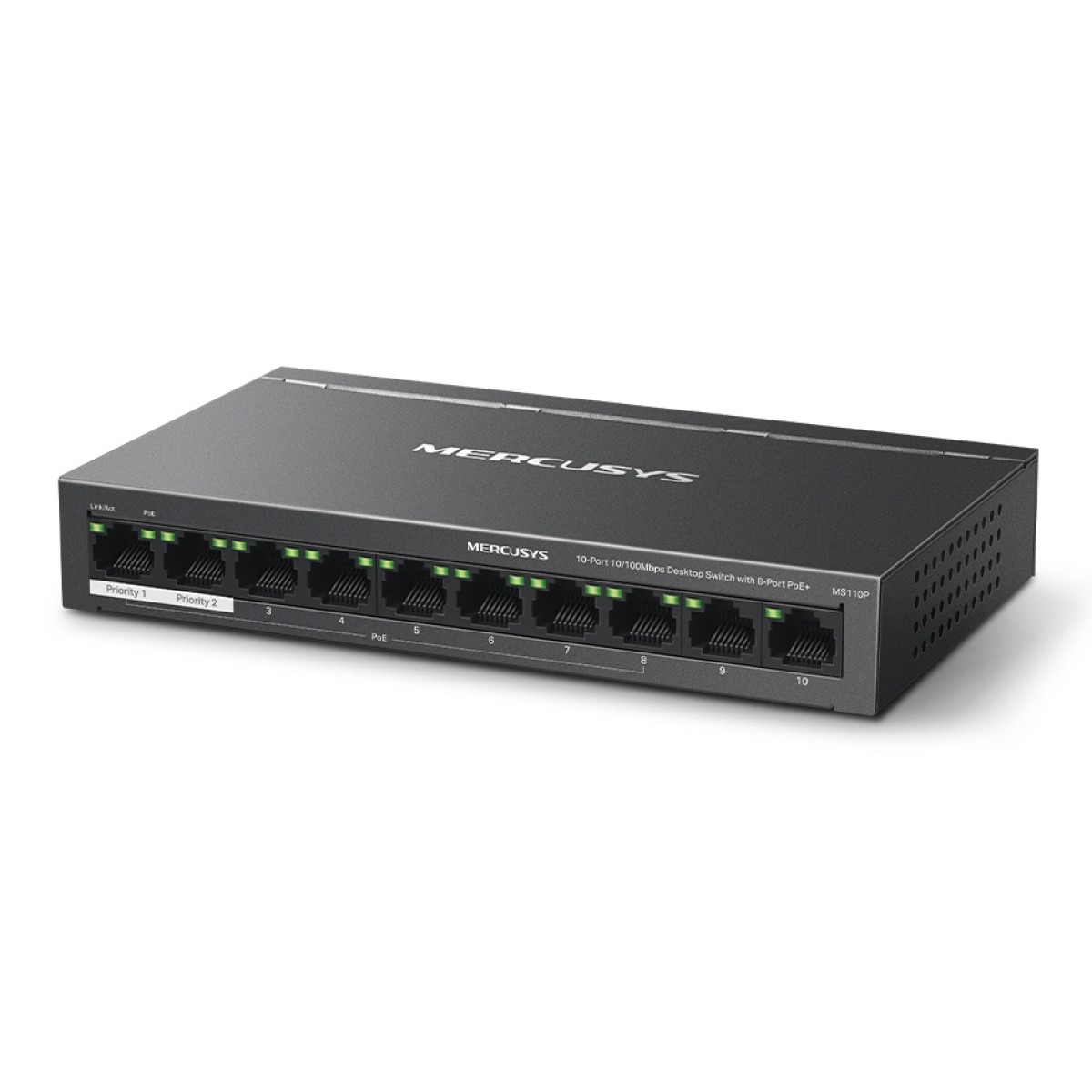 MERCUSYS desktop switch MS110P, 10x 10/100Mbps θύρες, PoE+, V1.0