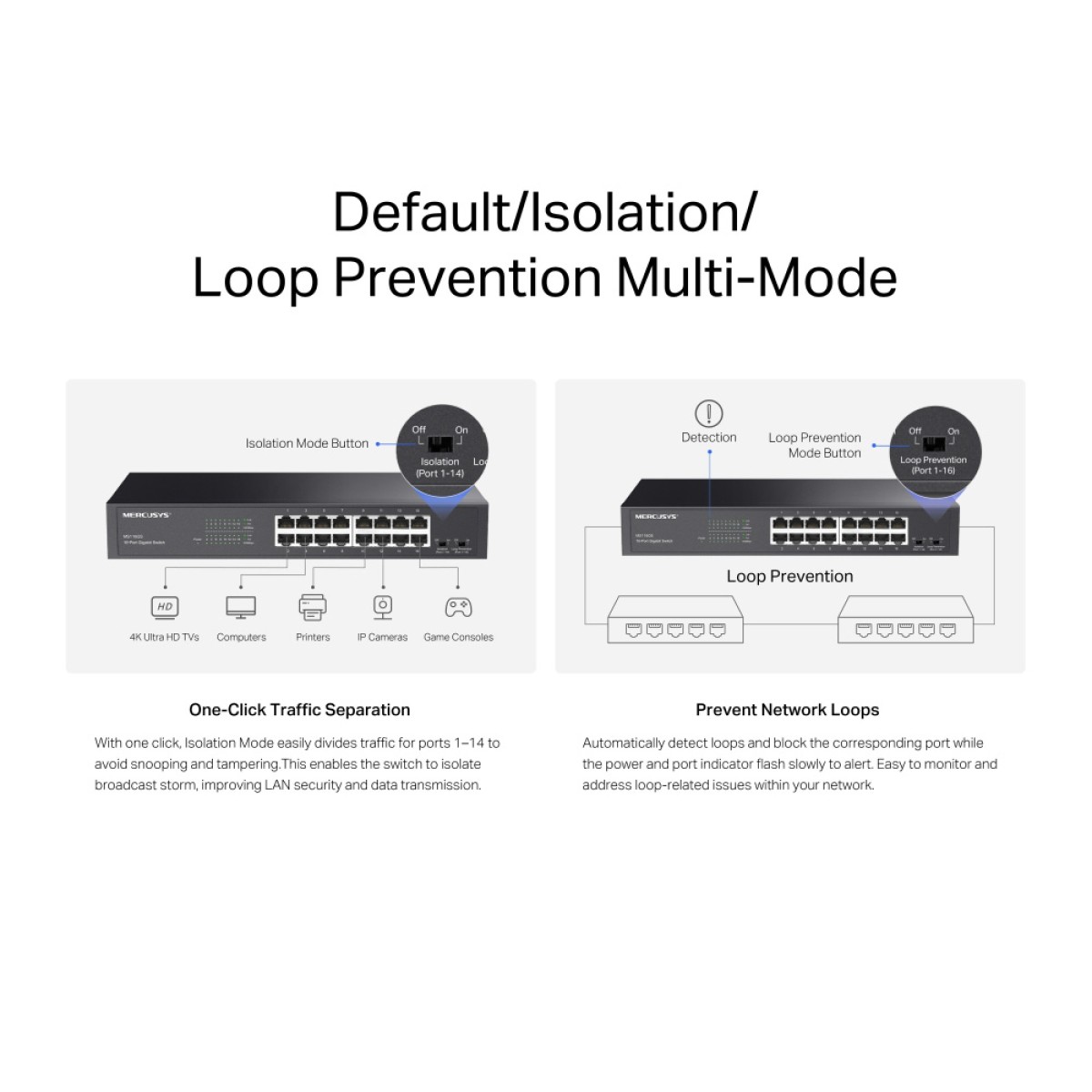 MERCUSYS desktop/rackmount switch MS116GS, 16x Gigabit θύρες, V1.0