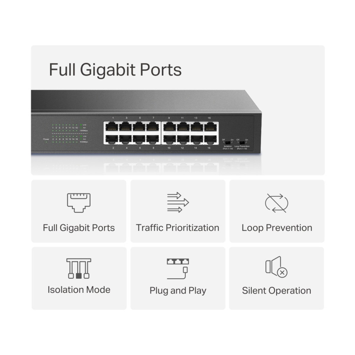 MERCUSYS desktop/rackmount switch MS116GS, 16x Gigabit θύρες, V1.0