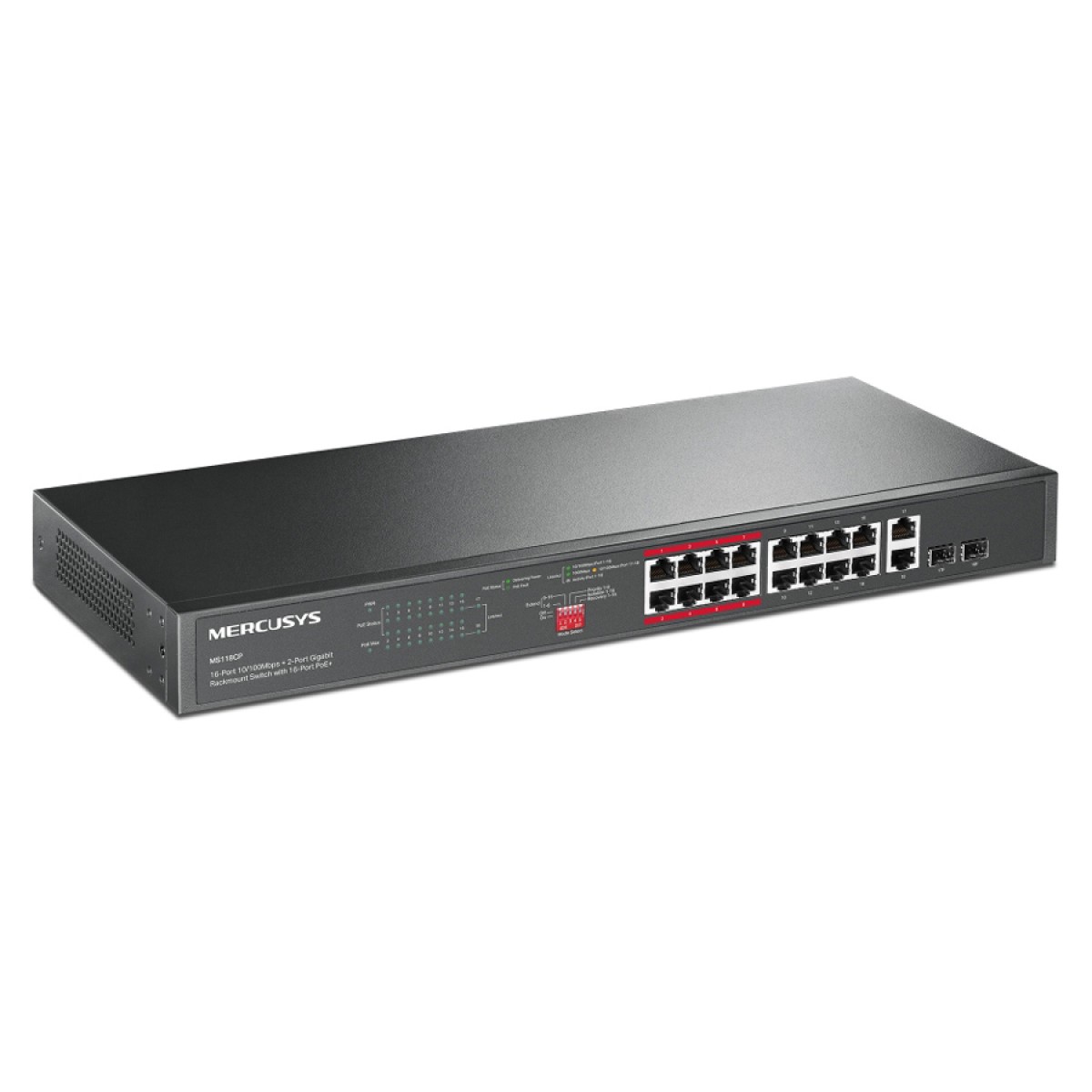 MERCUSYS rackmount switch MS118CP, 16x 10/100Mbps PoE+ & 2x Gigabit θύρες, UN/1.0