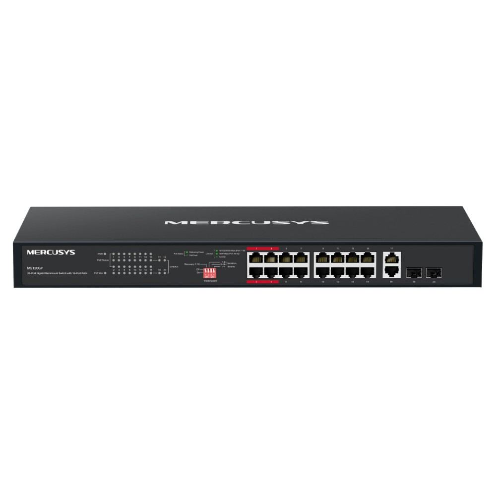 MERCUSYS rackmount switch MS120GP, 20x Gigabit θύρες, PoE+, V1.0