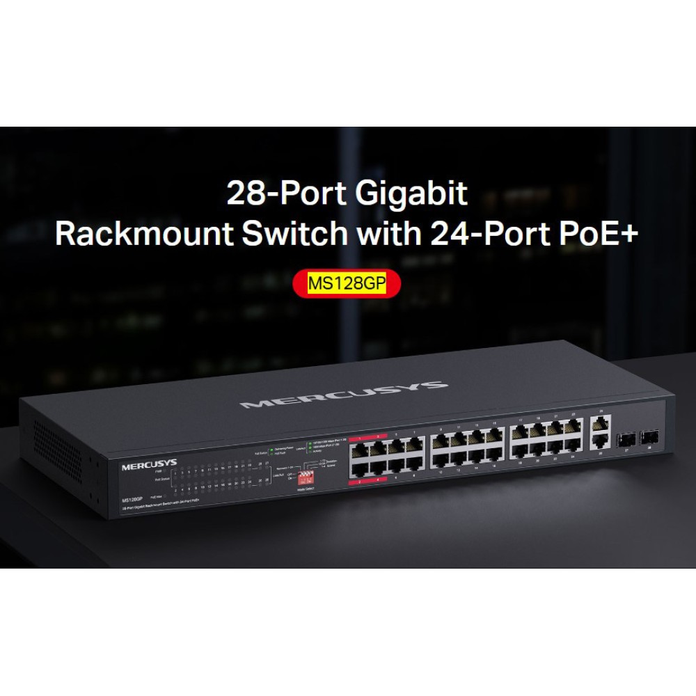 MERCUSYS rackmount switch MS128GP, 28x Gigabit θύρες, PoE+, V1.0