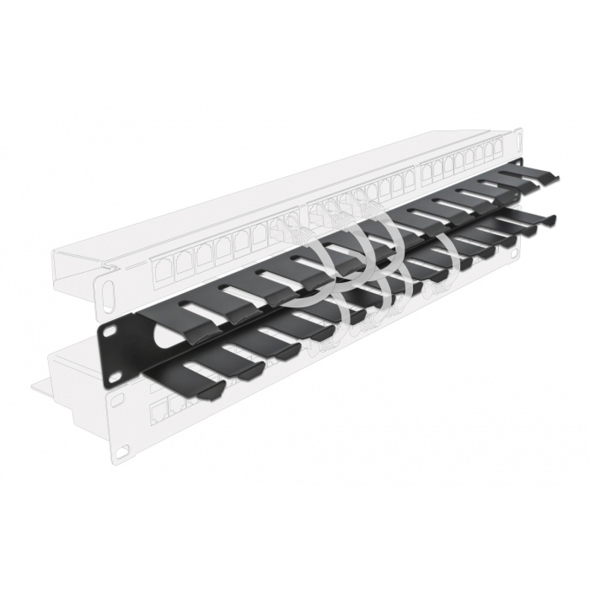 POWERTECH cable management NETW-0047 για rack 19"/1U, μεταλλικό, μαύρο