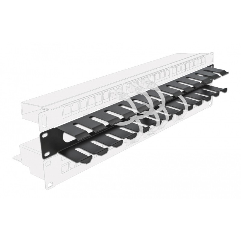 POWERTECH cable management NETW-0047 για rack 19"/1U, μεταλλικό, μαύρο