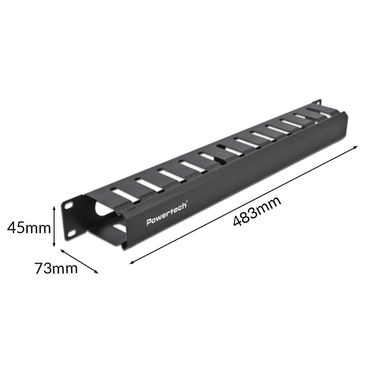 POWERTECH cable management NETW-0047 για rack 19"/1U, μεταλλικό, μαύρο