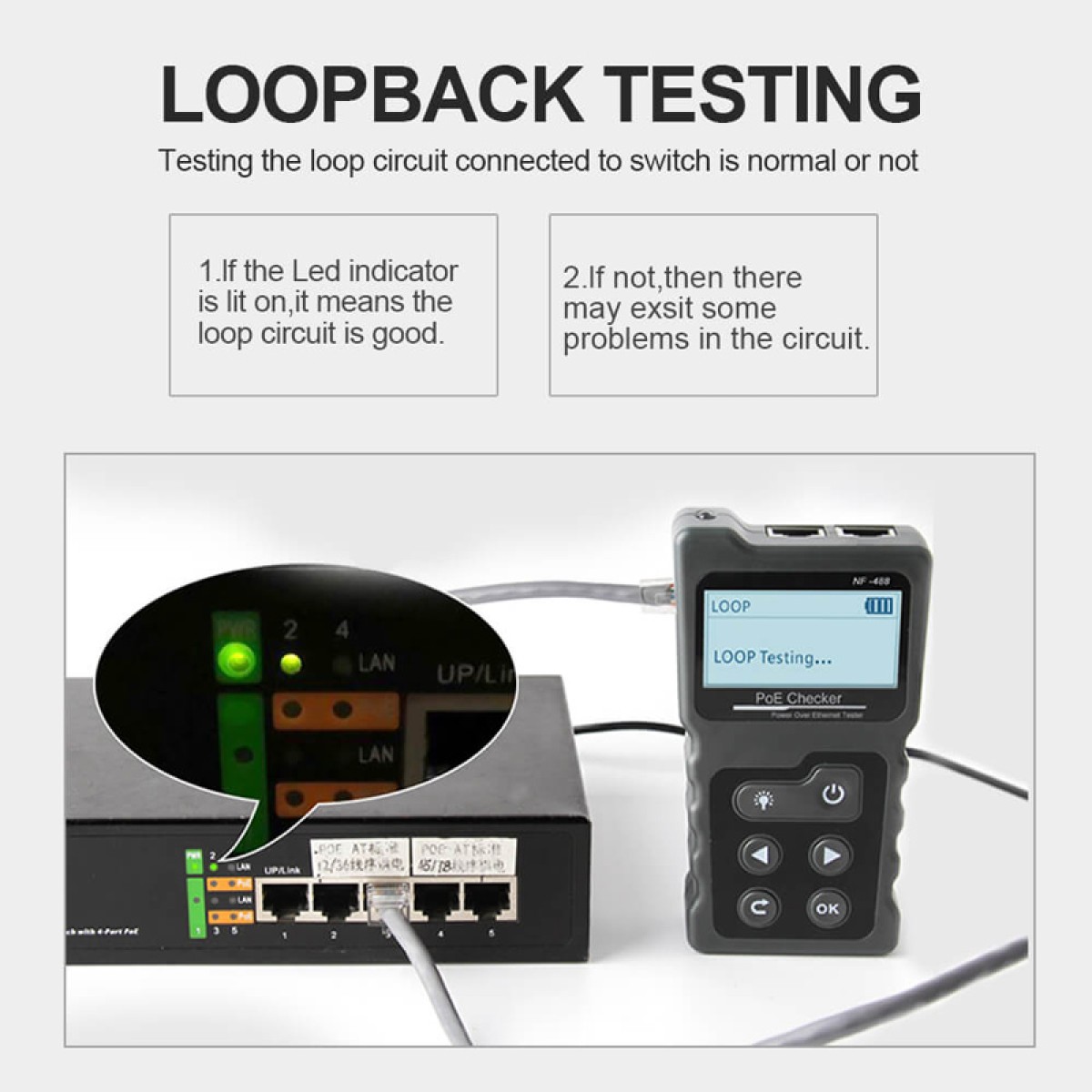NOYAFA tester καλωδίων δικτύου NF-488 για RJ45 PoE