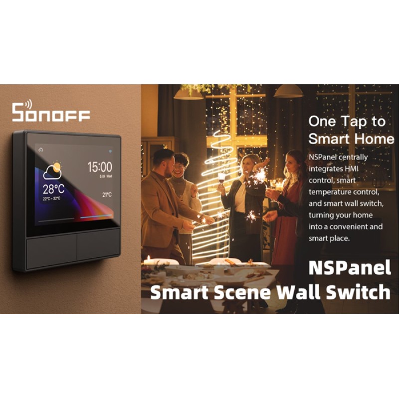 SONOFF smart panel ελέγχου NSPanel με οθόνη αφής, 2-gang, Wi-Fi, λευκό