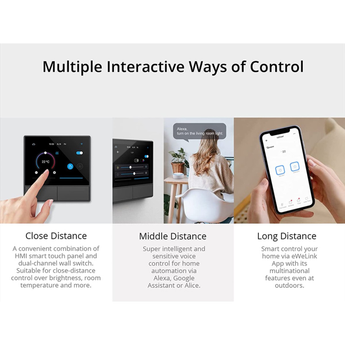 SONOFF smart panel ελέγχου NSPanel με οθόνη αφής, 2-gang, Wi-Fi, λευκό