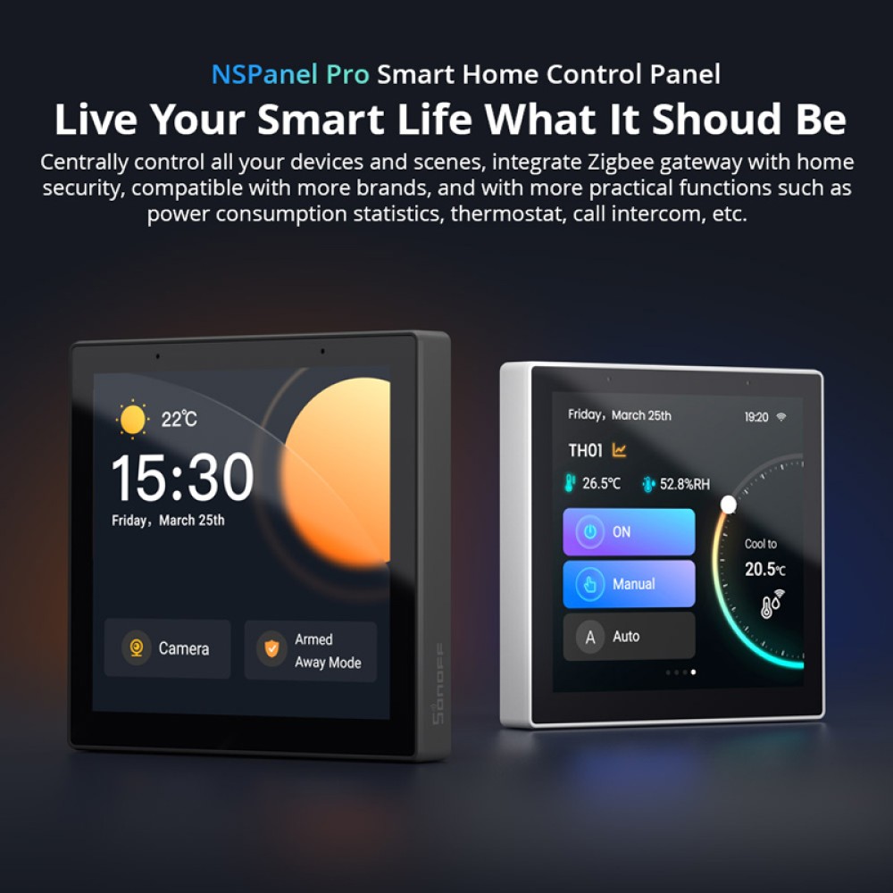 SONOFF smart panel ελέγχου NSPanel Pro, οθόνη αφής, Wi-Fi, Zigbee, λευκό