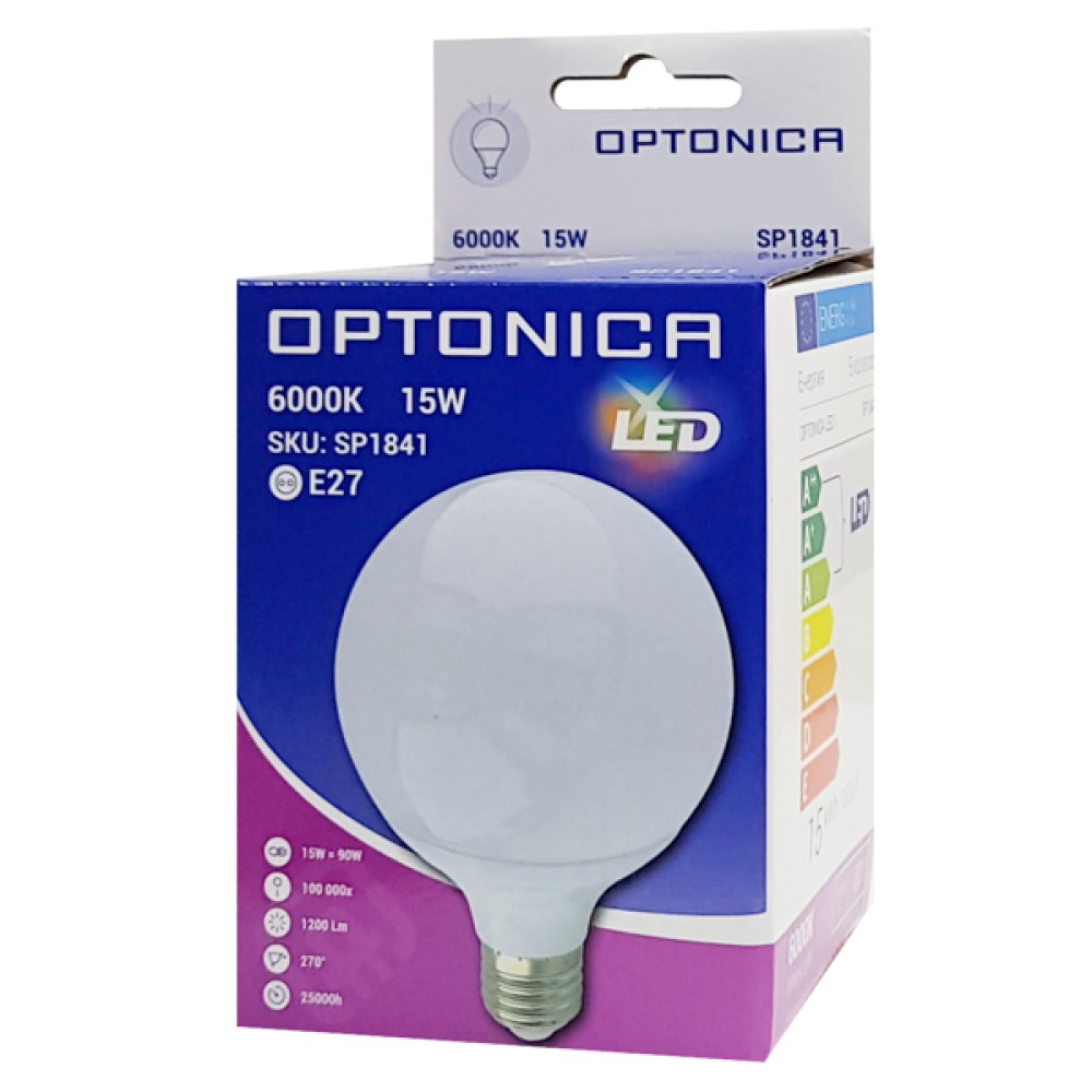 OPTONICA LED λάμπα G95 1841, 12W, 6000K, E27, 1200lm