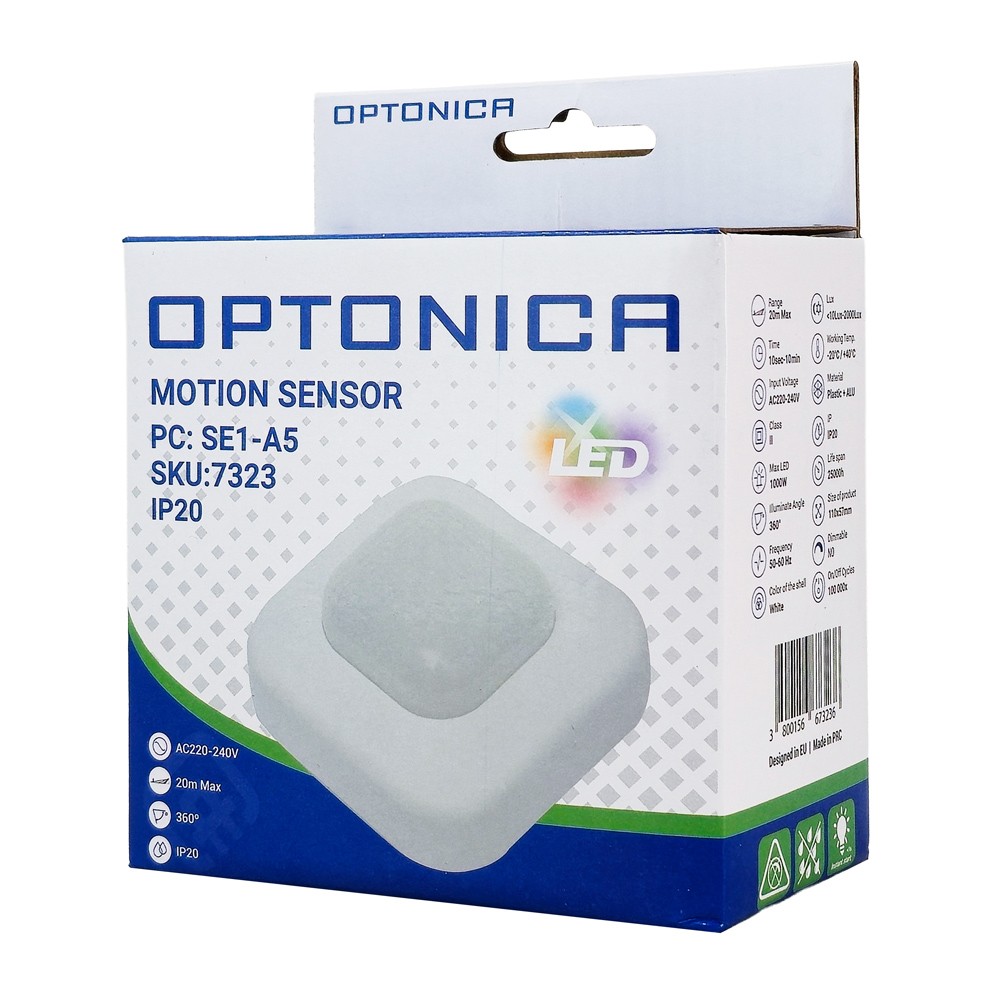 OPTONICA αισθητήρας κίνησης 7323, έως 20m, 360°, IP20, λευκός