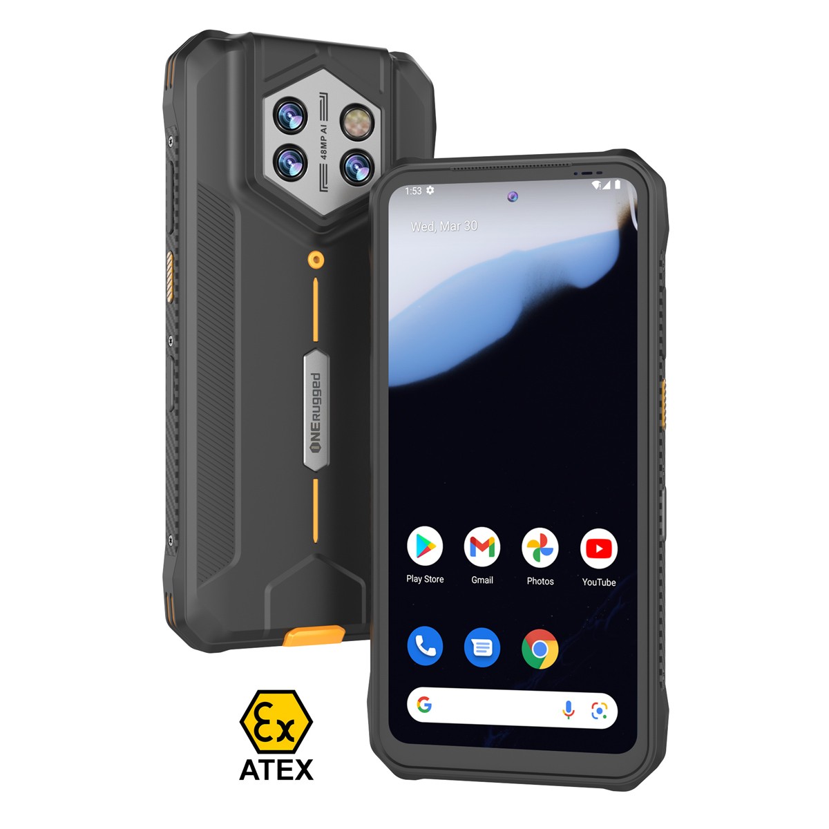 ONERUGGED smartphone P1, 6.56", 8/128GB, 5800mAh, IP68/MIL-STD 810H/Atex Zone 2, μαύρο