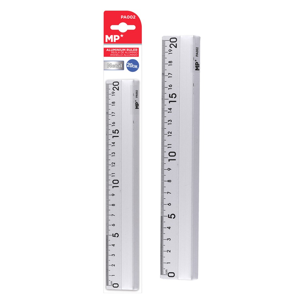 MP μεταλλικός χάρακας PA002, 20cm, ασημί