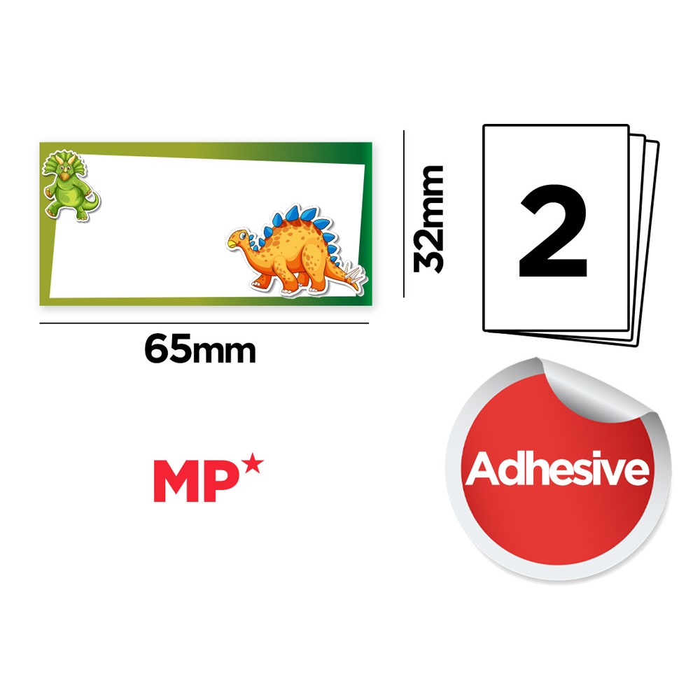 MP αυτοκόλλητες ετικέτες τετραδίων PN125-109, 65x32mm, 8 σχέδια, 16τμχ