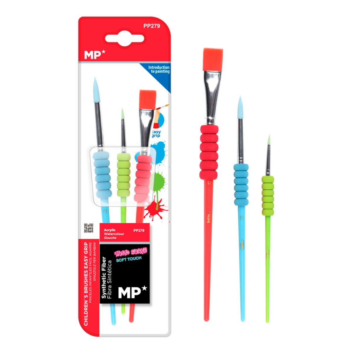 ARTIX PAINTS σετ παιδικών πινέλων ζωγραφικής PP279, διάφορα χρώματα, 3τμχ