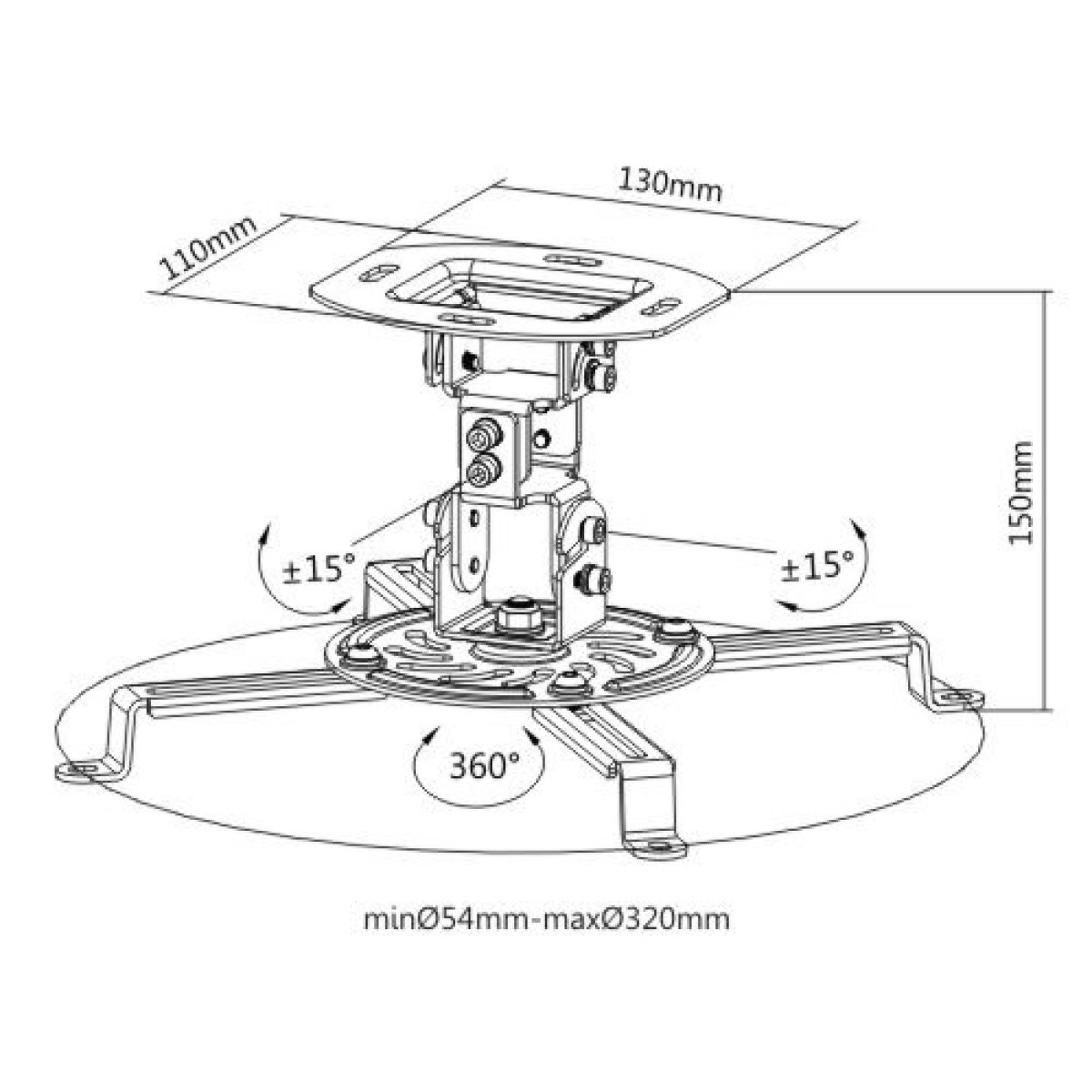 BRATECK Βάση για projectors PRB-18F, οροφής, 360° περιστροφή, έως 13.5kg