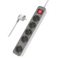 POWERTECH πολύπριζο ασφαλείας PT-1057, 5x schuko, 16A, 1.4m, λευκό