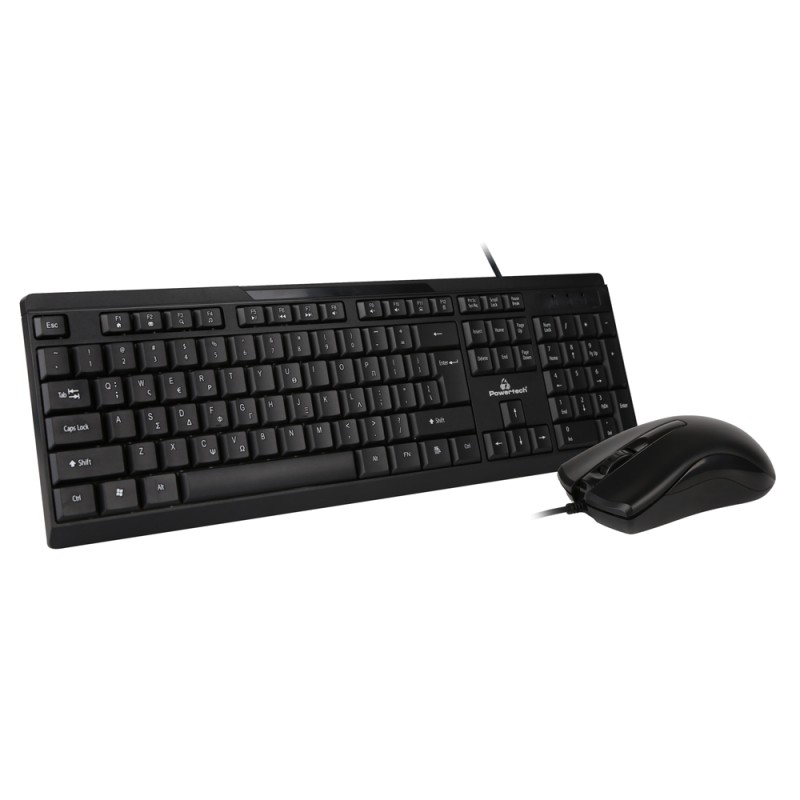 POWERTECH set ποντίκι & πληκτρολόγιο PT-1068, ενσύρματο, 1000DPI, μαύρο