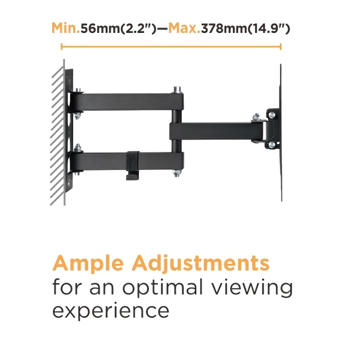 POWERTECH επιτοίχια βάση PT-1129 για τηλεόραση 23-43", full motion, 30kg