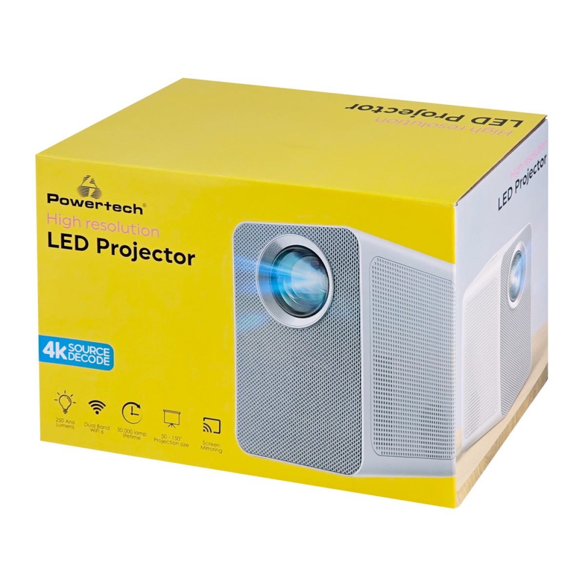 POWERTECH smart βιντεοπροβολέας PT-1306, 1080p, WiFi, 250 ANSI lumens, λευκός